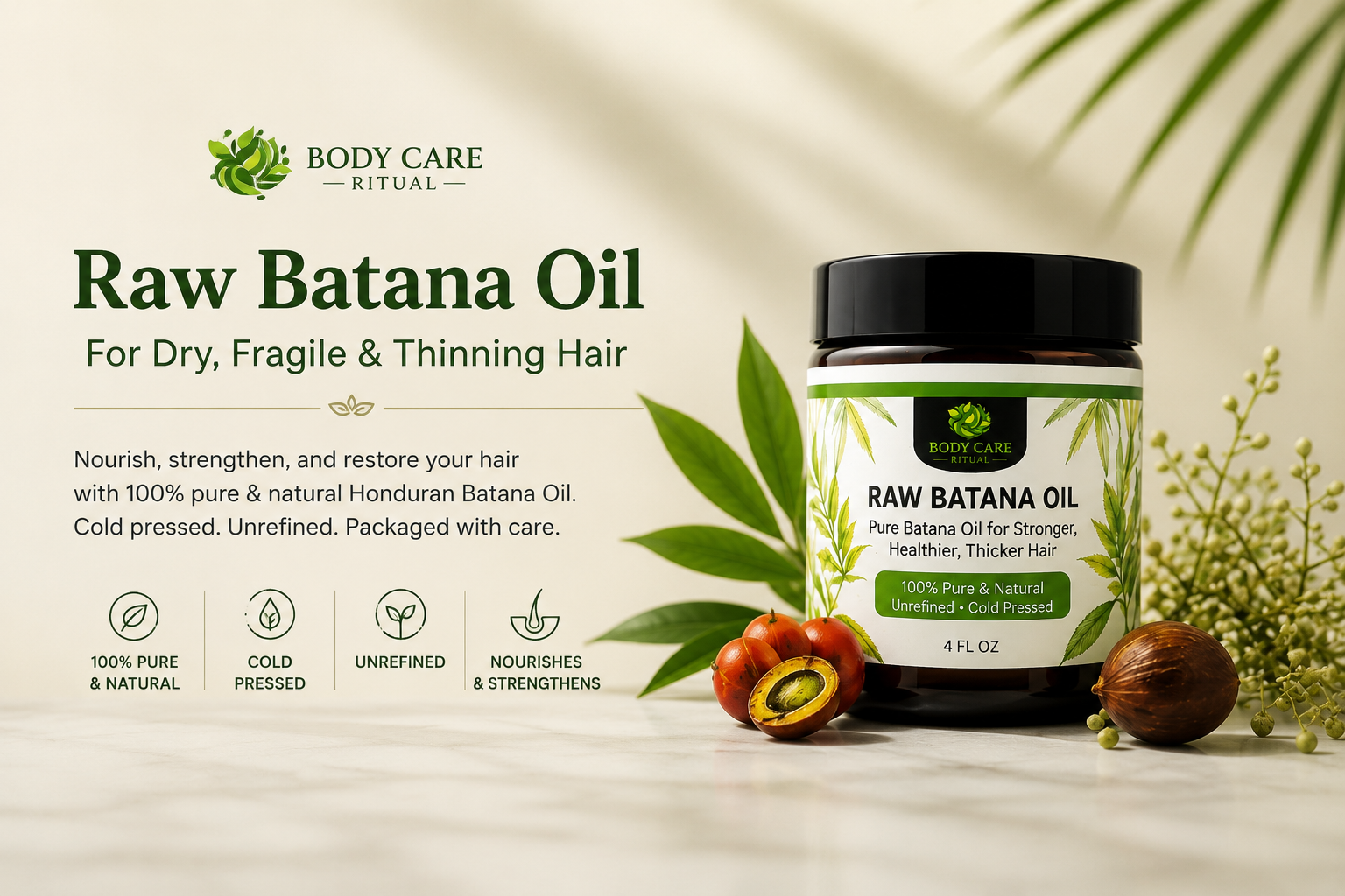 Raw Batana Oil for Dry, Fragile & Thinning Hair